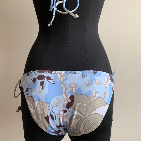 Billabong BLUE CRUSH era Vintage bikini blue floral beaded triangle low rise - Picture 8 of 8